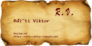 Réti Viktor névjegykártya